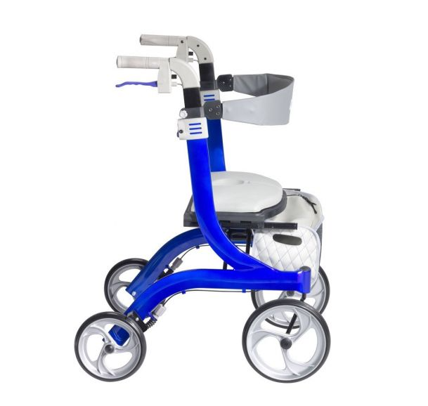 Nitro Aluminum DLX Euro Style 4 Wheel Walker Rollator Purple Side Nitro Aluminum DLX Euro Style 4 Wheel Walker Rollator