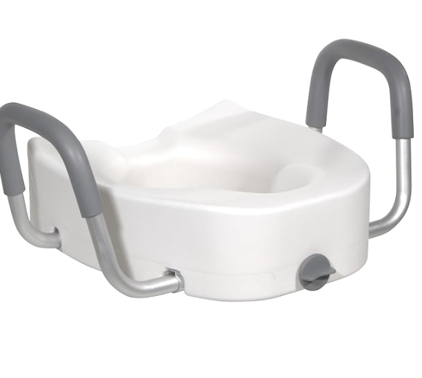 Raised Toilet Seat w/ Lock & Padded Removable Arms Raised Toilet Seat w/ Lock & Padded Removable Arms