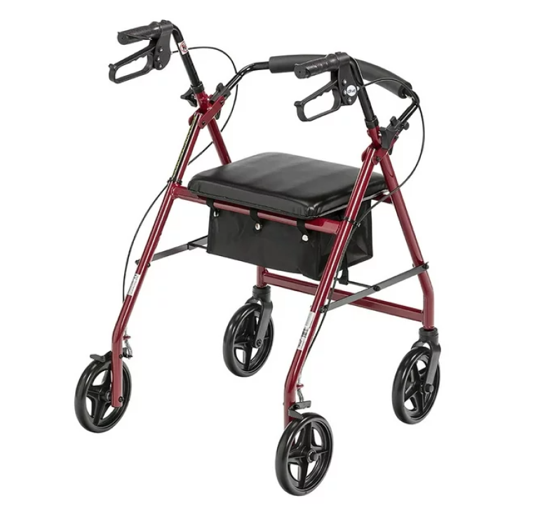 Rollator With Fold Up And Removable Back Support And Padded Seat