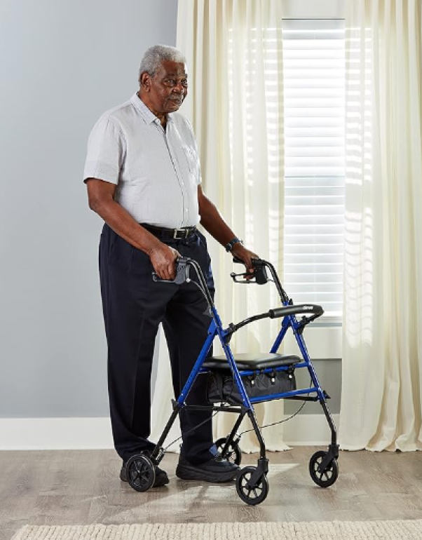 Rollator With Fold Up And Removable Back Support And Padded Seat