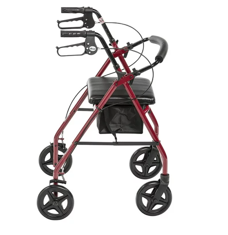 Rollator With Fold Up And Removable Back Support And Padded Seat