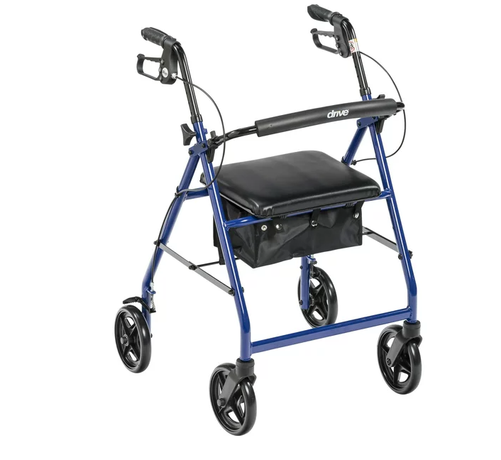 Rollator With Fold Up And Removable Back Support And Padded Seat