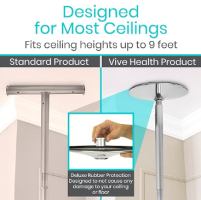Vive Floor to Ceiling Grab Bar Designed for Most Ceilings thumbnail Vive Floor to Ceiling Grab Bar thumbnail