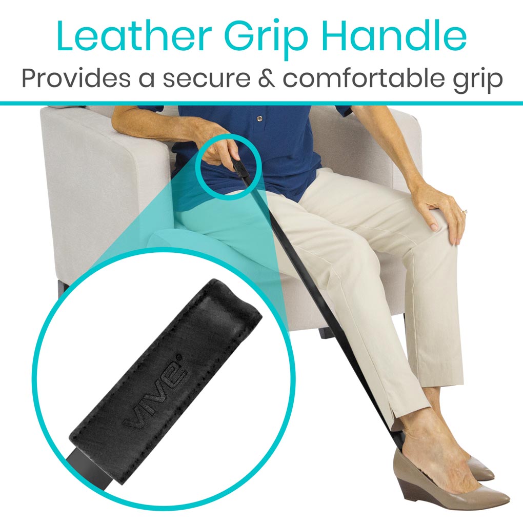 Vive Metal Shoehorn Leather Grip Handle Vive Metal Shoehorn