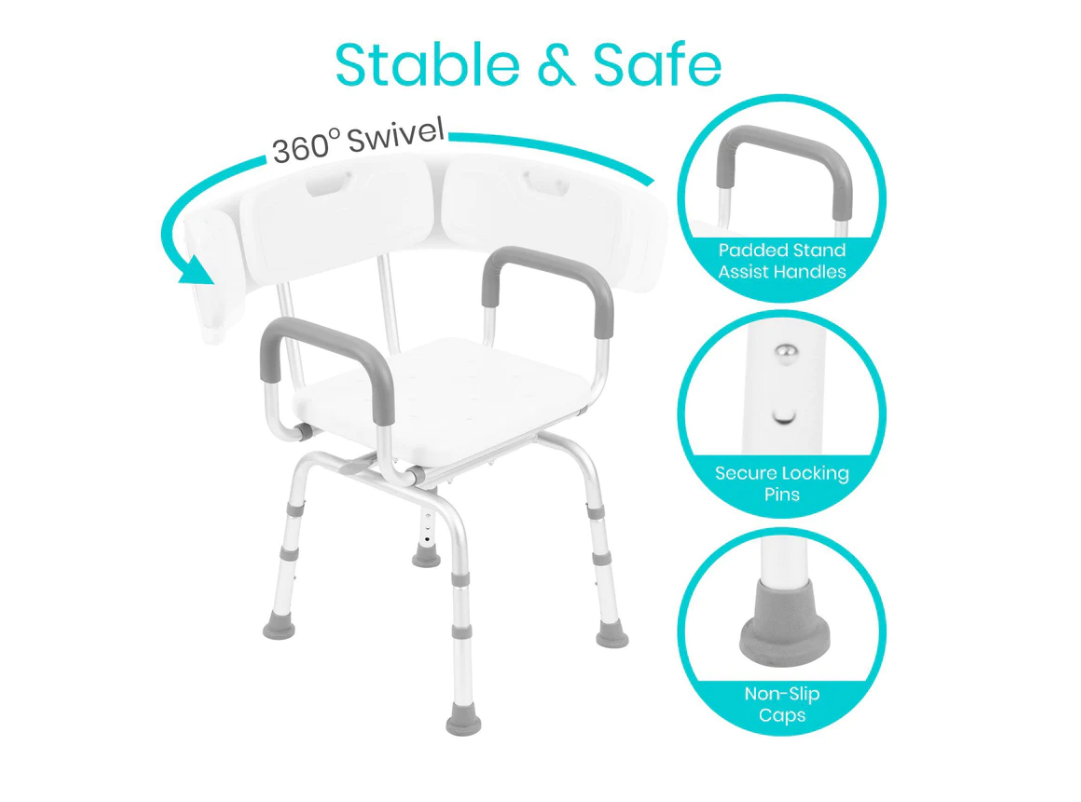 Vive Swivel Shower Chair Swivel Shower Chair Stable and Safe Vive Swivel Shower Chair Swivel Shower Chair with Arms and Back