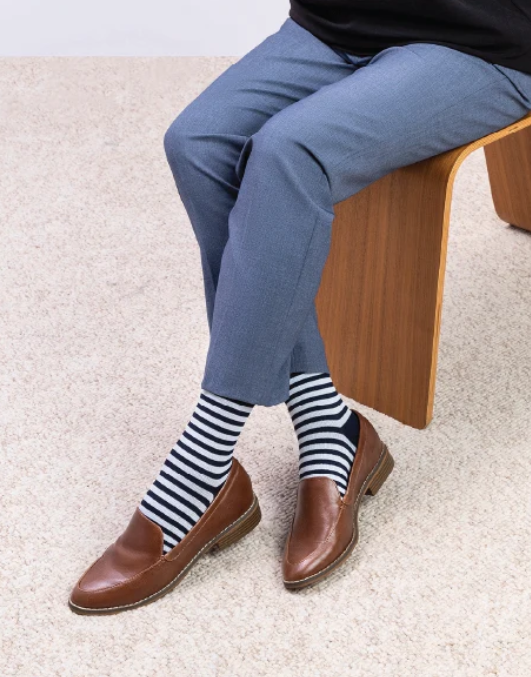 Women's Style Microfiber Patterns Calf Mariner Stripe Women's Style Microfiber Patterns Calf