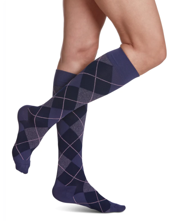 Women's Style Microfiber Patterns Calf Stockings Purple Argyle Women's Style Microfiber Patterns Calf Stockings Purple Argyle