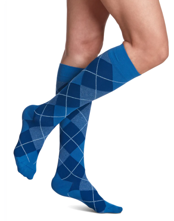 Women's Style Microfiber Patterns Calf Stockings Royal Blue Argyle Women's Style Microfiber Patterns Calf Stockings