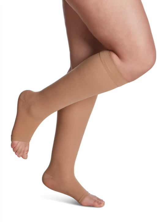 Women's Style Sheer Calf Open-Toe 15-20mmHg Compression Stockings Golden Women's Style Sheer Calf Open-Toe 15-20mmHg Compression Stockings