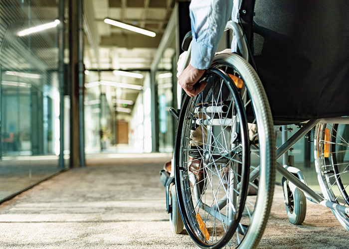 Wheelchair with person sitting